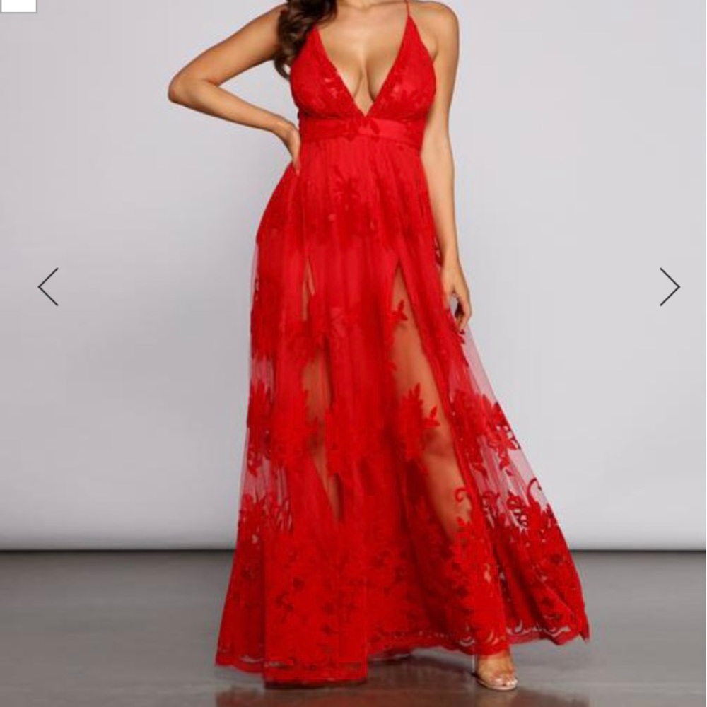 Bright Red Velvet Dress